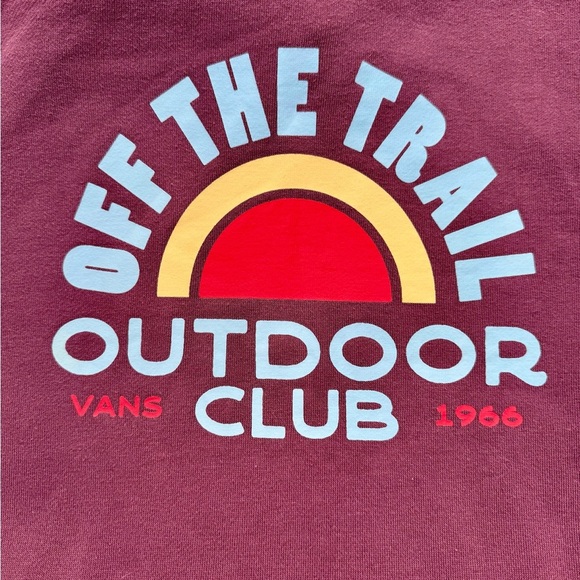Vans Outdoor Club Hoodie 🌄 Retro Trail Graphic – Size S – Maroon & Mint - Picture 2 of 10